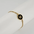 Gold-plated stainless steel chain bracelet with a black shell initial M pendant for women - Letter M / Gold/Black