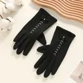 Elegant black winter gloves for women with bow decoration and touch screen fingertips - One Size / Wheat Ear Bow Black
