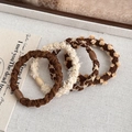 Set of 4 high-elastic plush hair ties in stylish brown and beige coffee tones - Coffee Series [4Pcs]
