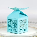 Elegante scatola per bomboniere azzurra con farfalla intagliata al laser - Blu Tiffany
