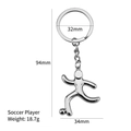 Polished silver metal footballer keychain with 18.7g weight and 94mm total length - Footballer (X-947)