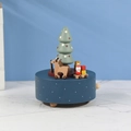 Rotating wooden Christmas music box with reindeer and Santa on a blue base - Colorful Christmas Tree (1525A)