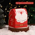 Christmas gift box featuring Santa Claus pattern with golden handle, size 10x12.5x9cm - 10*9*12.5cm / Red