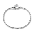 3mm versilberte Schlangenkette DIY Armband mit Kronen-Logo und Zirkonia-Verschluss - 17cm / Pavé Kronenverschluss (LZ42)