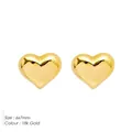 Boucles d'oreilles cœur en acier inoxydable plaqué or 18k avec une finition polie miroir - Petit Style Tridimensionnel (YE35967) / Or