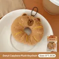 Plush capybara donut pendant keychain in brown with soft fur, size 8x7.5cm - Charm / 3# Donut Capybara Doll
