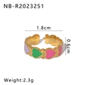 Verstellbarer Goldring mit bunten Emaille-Herzen in Violett Rosa und Grün - Einstellbar Offen / Violett Grün Rosa Herz Stil (NB-R2023251)