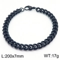 Bracciale a catena barbazzale nera in acciaio inox da uomo, 200x7mm e peso 17g - 7mm / Nero