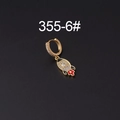 Gold-plated rocket earring with micro-pave zircons and red enamel details - Rocket Shape Style (355-6#)