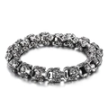 Silver lion head link bracelet in punk style made of vintage titanium steel - 23CM / Lion Head Style (KB155324-KJX)