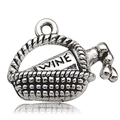Silver wine bottle and basket metal pendant charm for DIY jewelry bracelets and necklaces - 12142-Antique Silver Wine Basket
