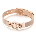 Roségoldenes Edelstahl Mesh-Armband mit funkelndem Mädchen-Anhänger und Strasssteinen - Kleines Mädchen Strass Stil (KB108605-K)