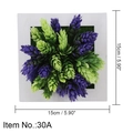 Artificial succulent wall decor in purple and green with a 15cm white wooden frame - Style 30A