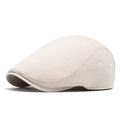 Classic beige striped flat cap beret for men in a minimalist vintage outdoor style - Beige