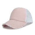 Gorra de béisbol trucker rosa de algodón lavado y malla blanca para el verano - Ajustable / Rosa