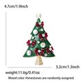 Enamel Christmas tree brooch with colorful rhinestones and gold alloy trim for women - Multicolor 0858-MX