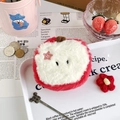 Cute apple-shaped plush coin purse with a soft red and white finish on aesthetic background - Red Apple