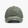 Casquette de baseball vintage vert armée en coton lavé avec broderie et bords usés stylés - Vert