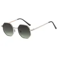 Chic polygonal metal sunglasses with gold frames and green gradient lenses - Silver Frame Gradient Green Lens