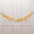 Daisy macaron birthday banner with yellow letters and white flowers for party decor - Daisy Birthday Banner