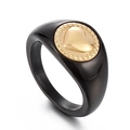 Anillo de corazón vintage chapado en oro de 18K en acabado negro para hombres - US 7 / Corazón (KR104017-GC)