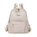 Zaino minimalista in nylon beige da donna con dettagli in metallo dorato lucido - Bianco Sporco