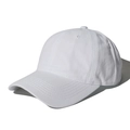 Classic pure white washed cotton baseball cap shown from a sharp side-angle view - Adjustable / White