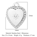 Zilveren hart hanger van roestvrij staal met strass, maat 23x18mm, gewicht 4,3g - Hart Stijl met Rijnsteentjes (VC723) / Zilver