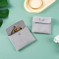 Light gray velvet jewelry pouch with envelope design and metal snap button closure - Double-sided Fleece Snap Button Style - Gray; 7*7cm Fleece Bag