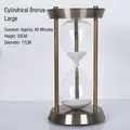 Antique bronze cylindrical hourglass with white sand, 60-minute timer for home decor - Cylindrical Three-Column Large - 60 Minutes