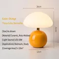 Lampe champignon moderne avec socle en céramique orange et lumière LED 16W tricolore - Gradation 3 Couleurs USB (9 Niveaux) / Orange