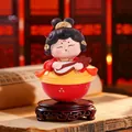 Tang Dynasty girl tumbler figurine holding a pipa lute on an ornate wooden base - -48 Tian Lai Large / Ancient Style Ornament Series