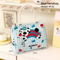 Lichtblauw gestreepte geïsoleerde lunchtas met puppyprint, maat 24x20x16 cm - Blauw