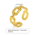 Minimalist 18K gold plated stainless steel 7mm wide chain ring in golden finish - One Size / Simple Chain Style (R-619) / Gold