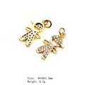 Golden boy charm pendants set with zircon stones for DIY jewelry, 9x16mm, weight 0.7g - Style 10 Boy