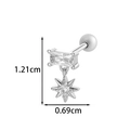 Silver geometric stud earring with zirconia star pendant and screw back closure - Rectangular Eight-Pointed Star Style (2603-5# Silver)