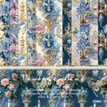 Vintage Blue scrapbook paper pad 6x6 inch with 12 floral designs for DIY card making - 21005a 24 Sheets