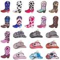 Vintage western cowboy boot and hat enamel charms set for DIY jewelry and keychain crafts - Mixed 21Pcs Enamel Cowboy Hat & Boots