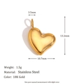 Pendaglio a cuore in acciaio inossidabile placcato oro 18K con dettaglio girasole - Ciondolo Cuore Inclinato / Oro