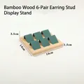 Bamboo jewelry organizer with dark green velvet slots for 36 pairs of earrings - 6 Slots - Dark Green