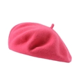 Classic wool beret in vibrant magenta pink, stylish warm winter hat for women - One Size / Rose Red