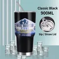 30oz black stainless steel vacuum insulated tumbler with straw and dual-use lid - Classic Black Ice Shaker