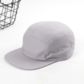 Light gray cotton 5-panel camper hat with flat brim and metal side vents - Light Gray