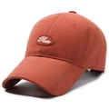 Classic cotton twill baseball cap in caramel brown with embroidered Prate patch - Adjustable / Orange