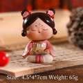 Cute Chinese lady figurine in pink Hanfu dress, portable resin charm ornament - Large Calligraphy Style