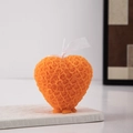 Orange heart-shaped rose textured scented candle with decorative white ribbon - Style B / Orange