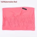 Watermelon red faux cashmere scarf with tassels for men and women in solid color - Watermelon red