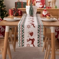 Camino de mesa navideño moderno con estampados de renos y copos de nieve en polialgodón - 30*140cm / Reno Estampado y Campana