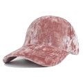 Pink velvet baseball cap with a subtle metallic sheen and a structured six-panel crown - Pink