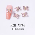 Détail de breloque papillon rose pour ongles avec base dorée, 11x8,5mm pour art ongulaire - Papillon Rose Pâle Base Or (AM34)